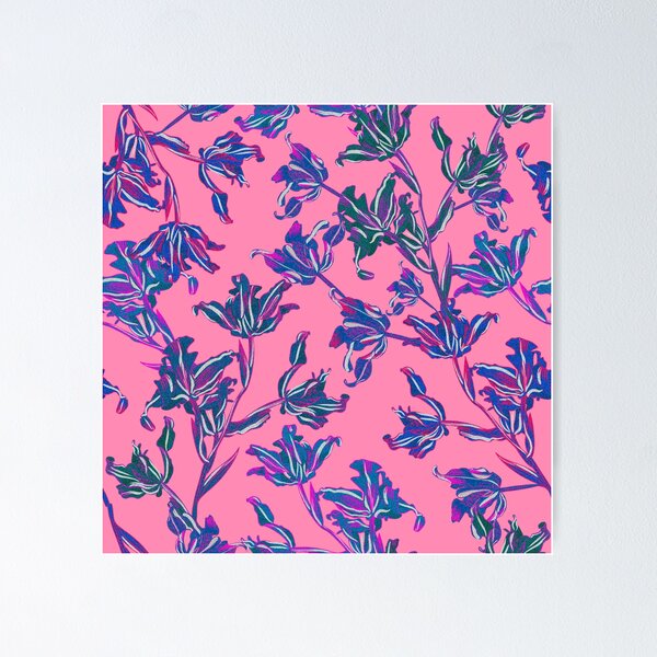 Item preview, Seamless pattern with neon orchids and psychedelic purple tropical foliage designed and sold by ANAKOTO.