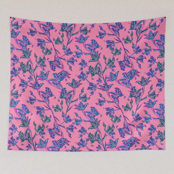 Item preview, Seamless pattern with neon orchids and psychedelic purple tropical foliage designed and sold by ANAKOTO.