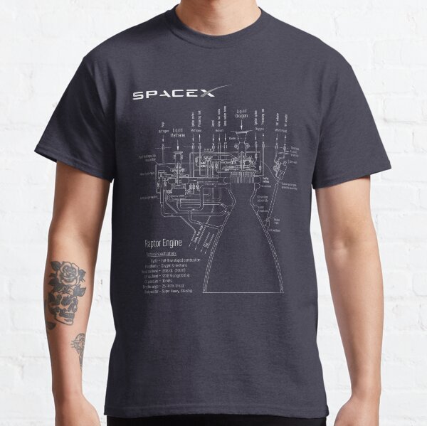 SpaceX Raptor Engine Technical Blueprint Classic T-Shirt
