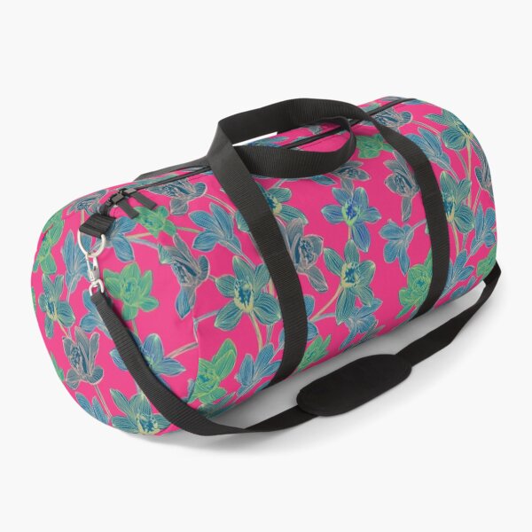 Item preview, Seamless pattern with neon orchids and psychedelic purple tropical foliage designed and sold by ANAKOTO.
