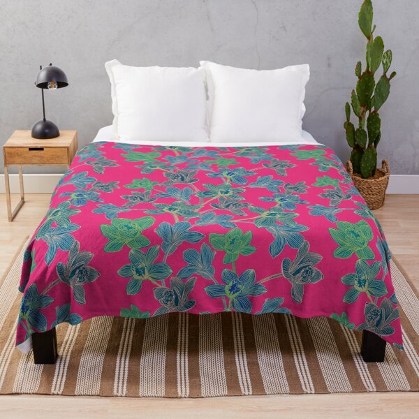 Item preview, Seamless pattern with neon orchids and psychedelic purple tropical foliage designed and sold by ANAKOTO.