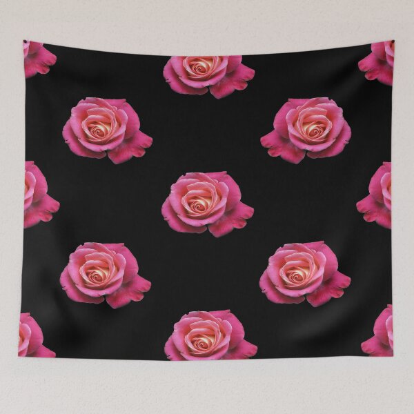 Item preview, Pink Rose Floral Design on Black designed and sold by TrendyArtPrints.