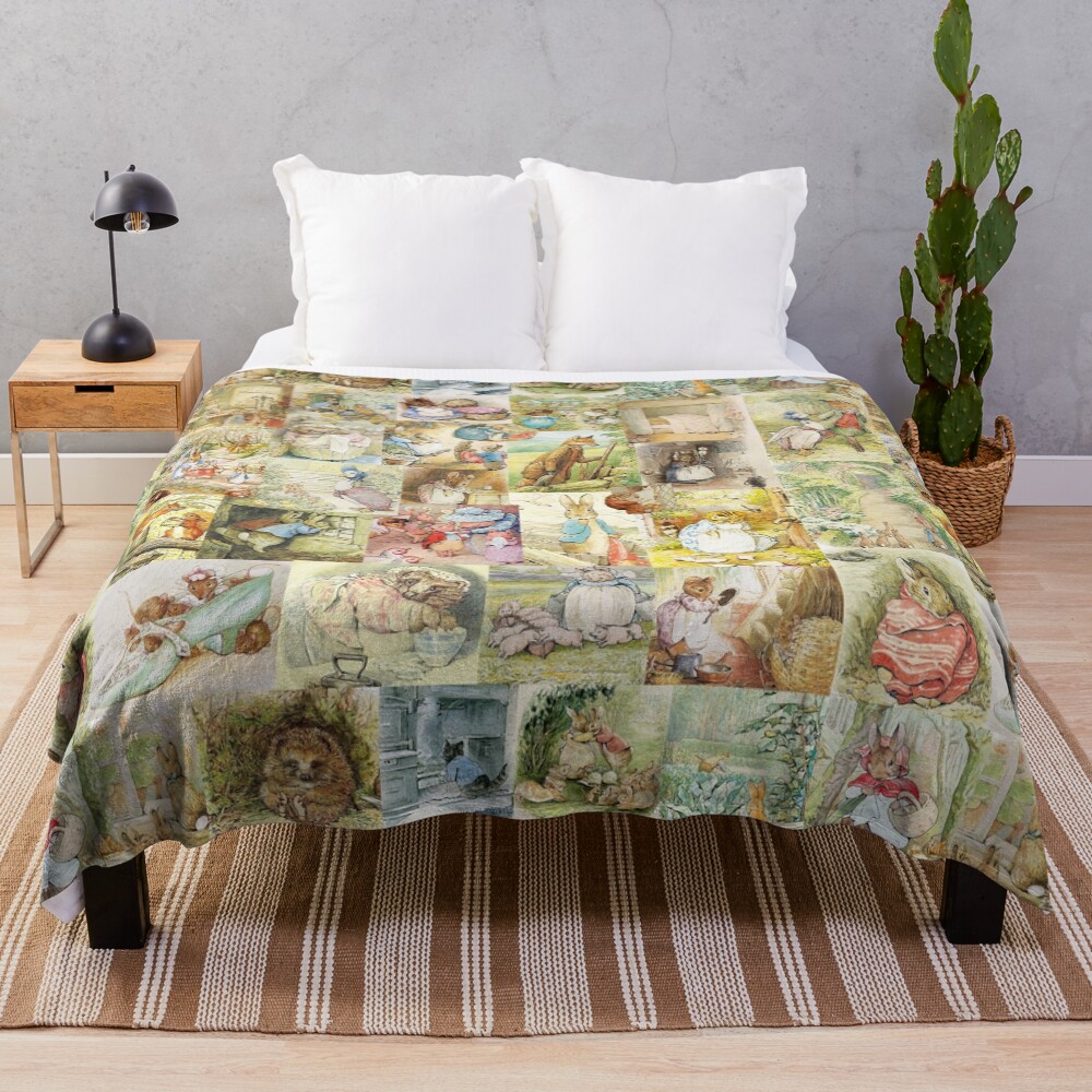 Beatrix Potter Collage Throw Blanket