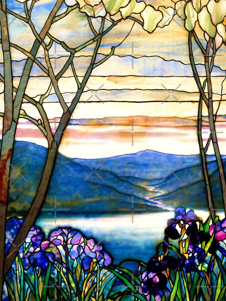 Magnolia and Irises- by Louis Comfort Tiffany digitally enhanced and made  more vibrant by WatermarkNZ Press | Poster