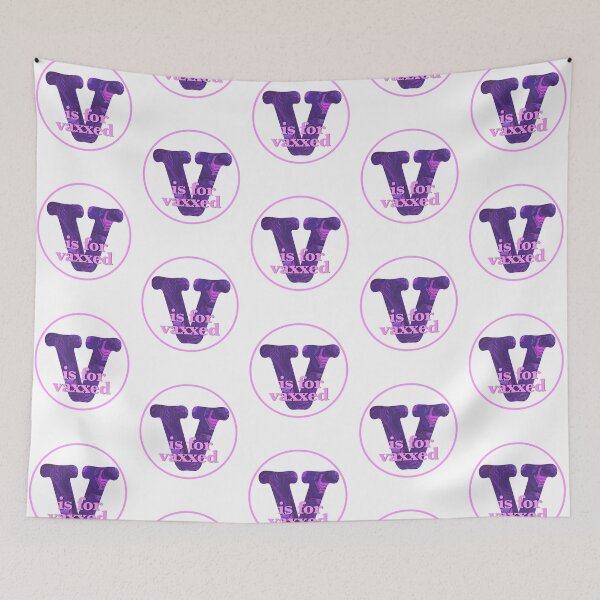 Item preview, V is for Vaxxed Alphabet Pink and Purple Monogram designed and sold by AMSonArt.