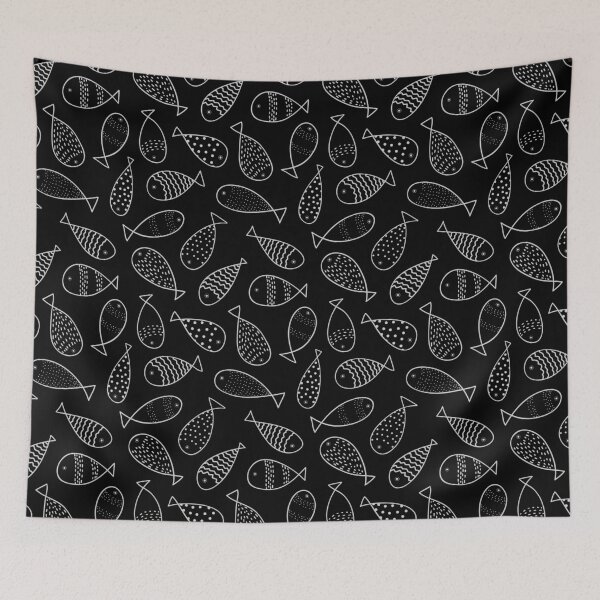 Item preview, Fishing Doodle on Black designed and sold by The Wellington Boot.