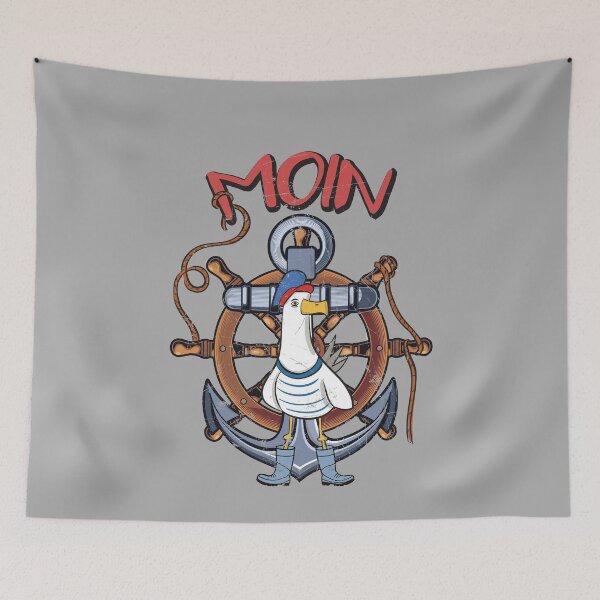 Item preview, Moin seagull harbor anchor rudder North Germany Low German coast designed and sold by brunsch-print.