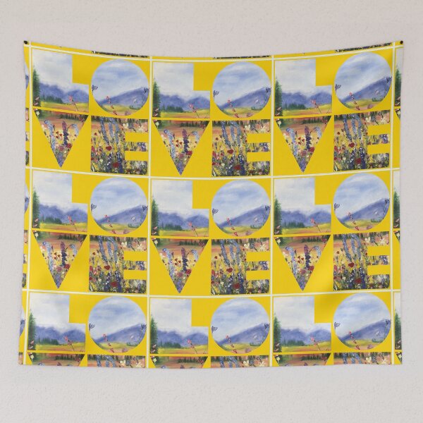 Item preview, Love blue mountains in yellow designed and sold by CatherineAlvin.