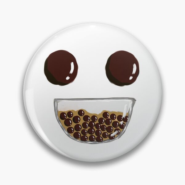 Item preview, cute bubble tea boba smile with pearls as eyes designed and sold by leiriin.