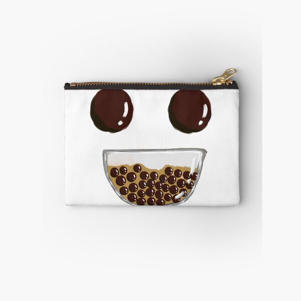 Item preview, cute bubble tea boba smile with pearls as eyes designed and sold by leiriin.