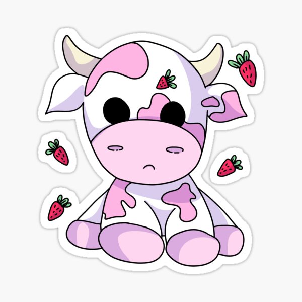 Strawberry Cow Matte Vinyl Sticker Stickers Cute Kawaii 