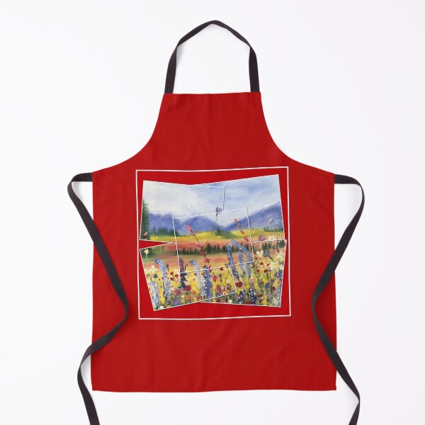 Item preview, Blue mountain collage on red designed and sold by CatherineAlvin.
