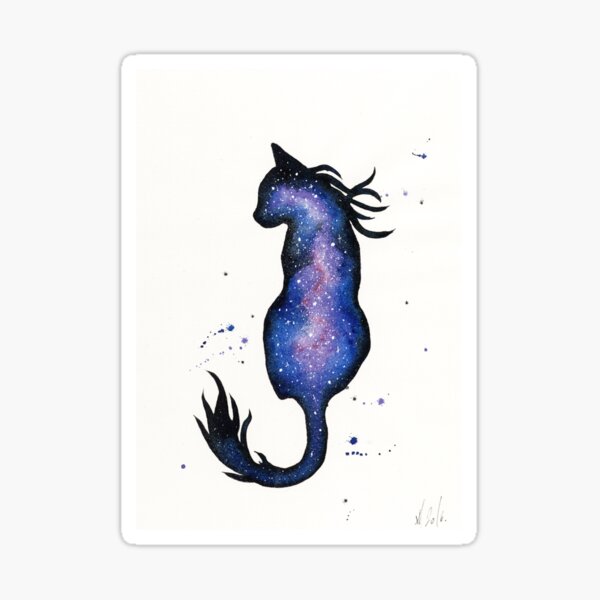 Purple Nebula Cat Sticker