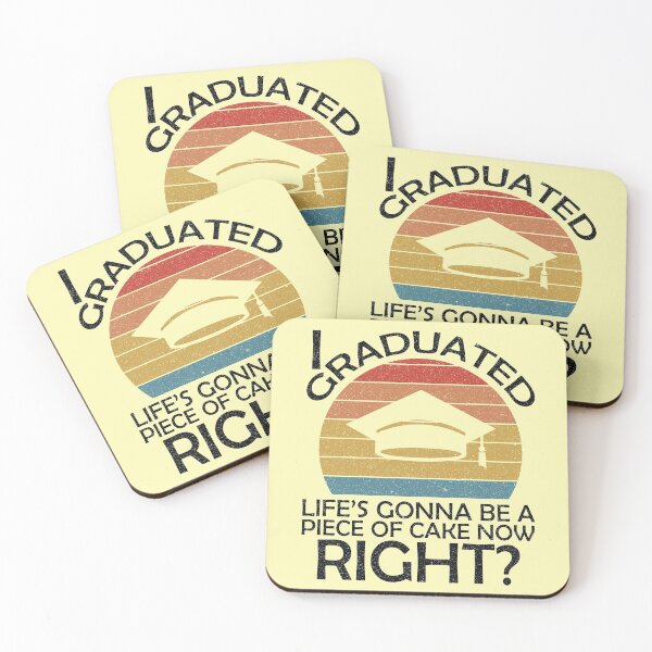 Item preview, I graduated, now life's gonna be a piece of cake, right? - Funny Graduation 2024 - Vintage Sunset - Black Text designed and sold by DrawingBoard.
