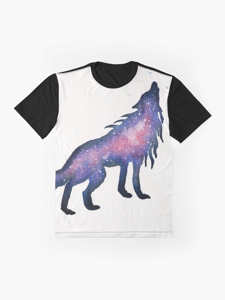 Alternate view of Purple Nebula Wolf Graphic T-Shirt
