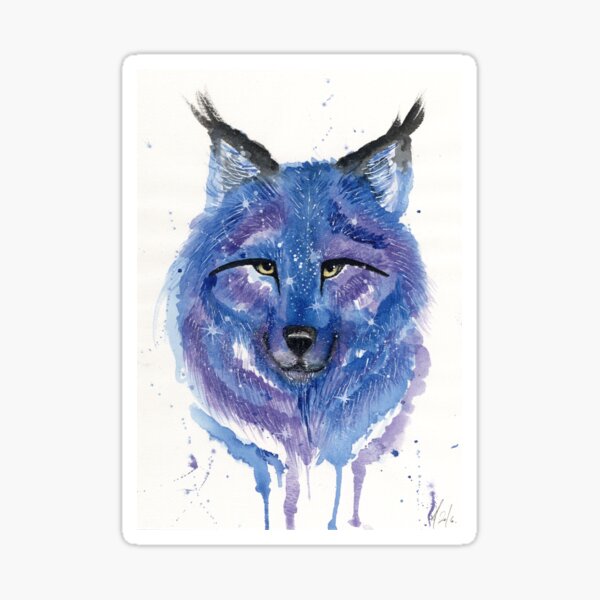 Purple Galaxy Wolf Sticker