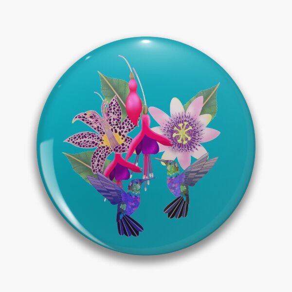 Item preview, Colibrí floral con fucsia, mousse de frambuesa, lirio de sapo y flor de la pasión, fondo A I Aqua designed and sold by Naty Design Prague.