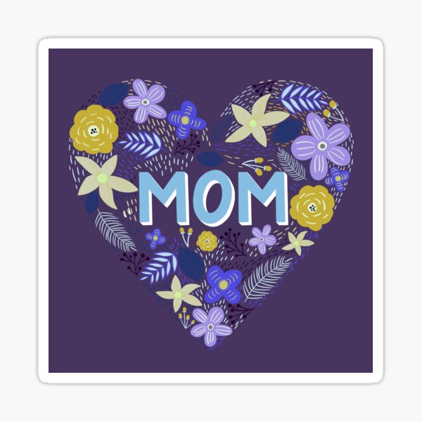 Item preview, Mom in Floral Heart - Violet and Yellow designed and sold by Artsychoke.