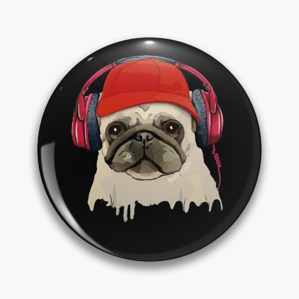 Item preview, Pug, pug face and music headphones, pug lovers, gift for pug lovers designed and sold by Collagedream.