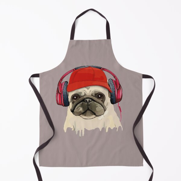 Item preview, Pug, pug face and music headphones, pug lovers, gift for pug lovers designed and sold by Collagedream.
