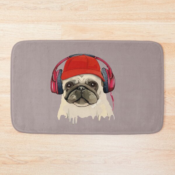 Item preview, Pug, pug face and music headphones, pug lovers, gift for pug lovers designed and sold by Collagedream.