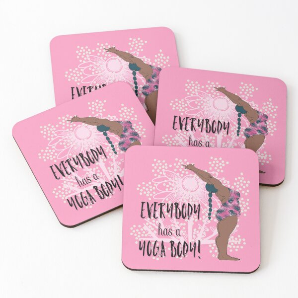 Item preview, Everybody has a yoga body fat yoga  body positivity, yoga pose Pink designed and sold by Melanie-Palmer.