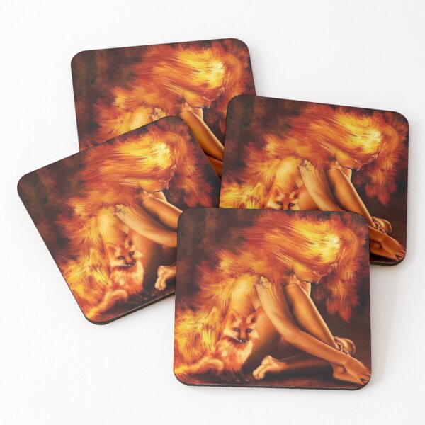 Item preview, woman on fire with fox designed and sold by Pantelis-design.