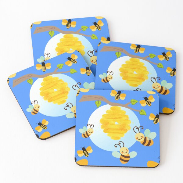 Item preview, Bumblebee. Beautiful honeybee seamless pattern in blue background.  designed and sold by docferds.