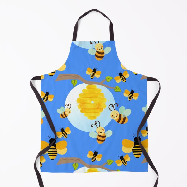Item preview, Bumblebee. Beautiful honeybee seamless pattern in blue background. designed and sold by docferds.