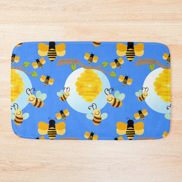 Item preview, Bumblebee. Beautiful honeybee seamless pattern in blue background.  designed and sold by docferds.