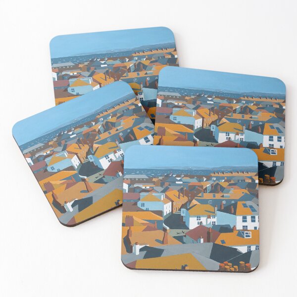 Item preview, St Ives rooftops - with Inky the cat designed and sold by Jenny Urquhart.