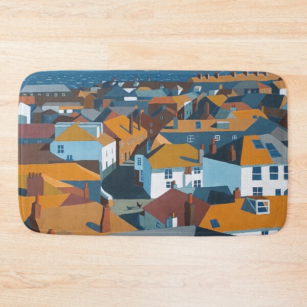 Item preview, St Ives rooftops - with Inky the cat designed and sold by Jenny Urquhart.