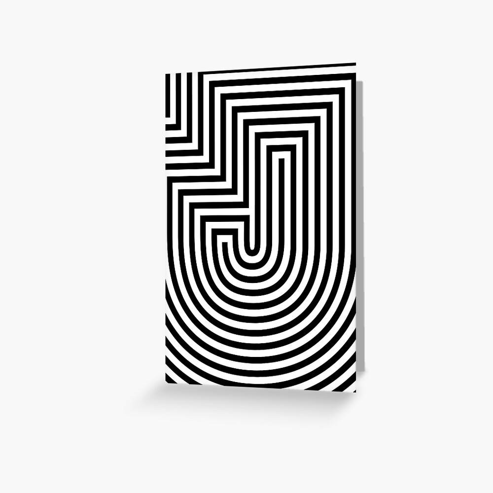 monogram-letter-j-in-op-art-style-greeting-card-for-sale-by