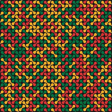 Artwork thumbnail, Metaballs Pattern (Rasta Colours) by John Uttley