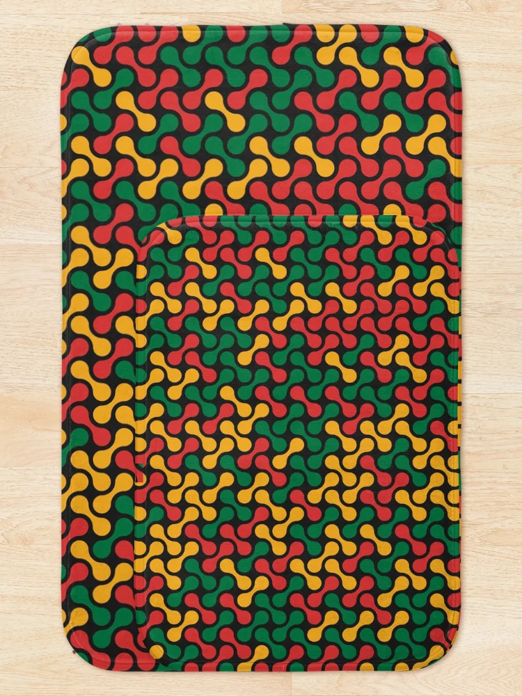 Thumbnail 5 of 6, Bath Mat, Metaballs Pattern (Rasta Colours) designed and sold by John Uttley.