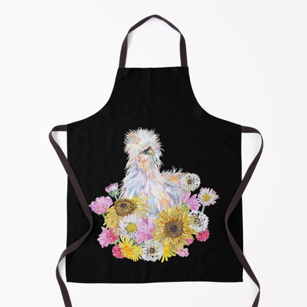 Item preview, White Silkie Chicken with Sunflowers, Daisies and Dandelions designed and sold by becca-boyce.