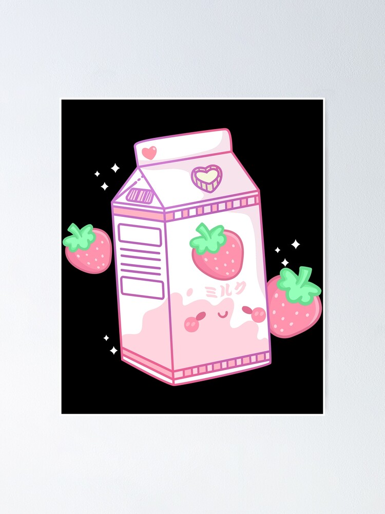 Strawberry Milk Drink Japanese Anime Kawaii Poster for Sale by Mealla