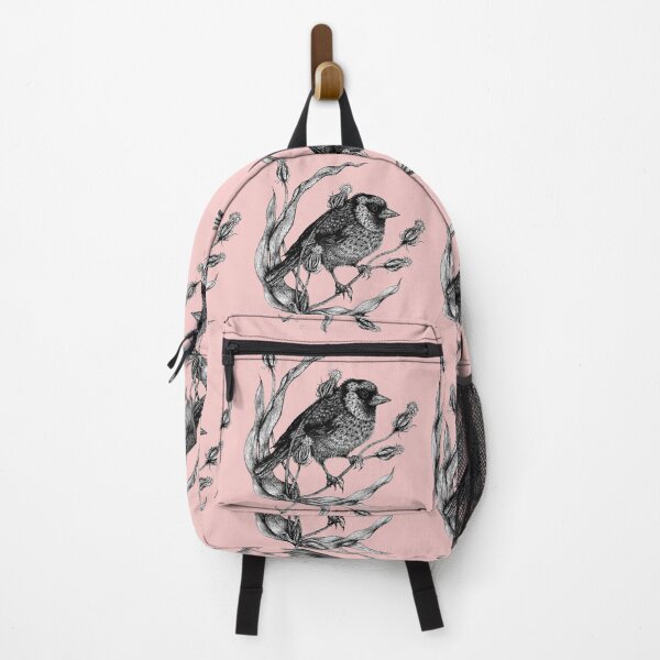 Item preview, Sweet bird Dorothee with plant pink designed and sold by Susanne Margarete Lutz.