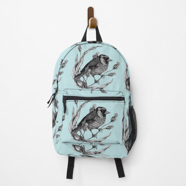 Item preview, Sweet bird Dorothee with plant pastel blue designed and sold by Susanne Margarete Lutz.