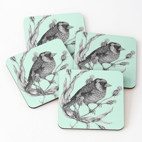Item preview, Sweet bird Dorothee with plant pastel mint designed and sold by Susanne Margarete Lutz.