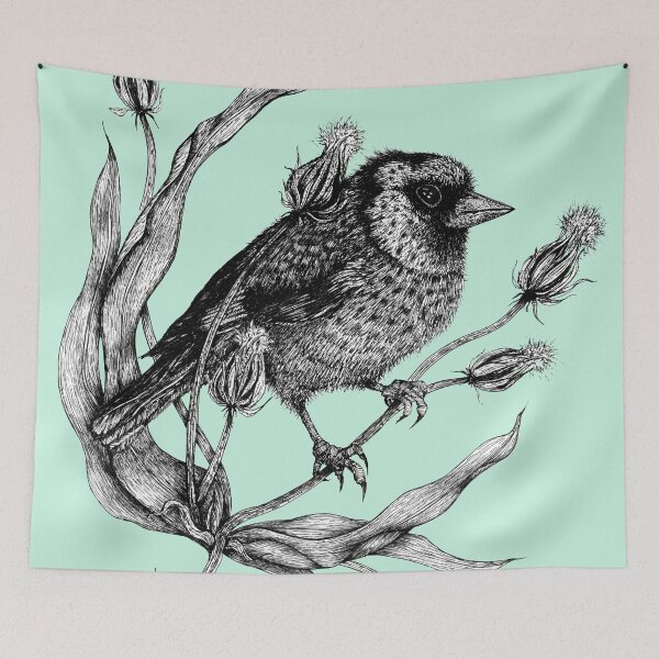 Item preview, Sweet bird Dorothee with plant pastel mint designed and sold by Susanne Margarete Lutz.