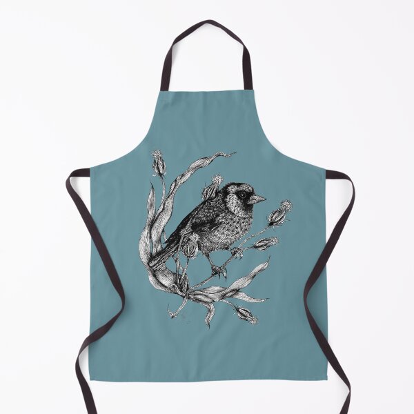 Item preview, Sweet little bird Dorothee with plant blue-gray designed and sold by Susanne Margarete Lutz.