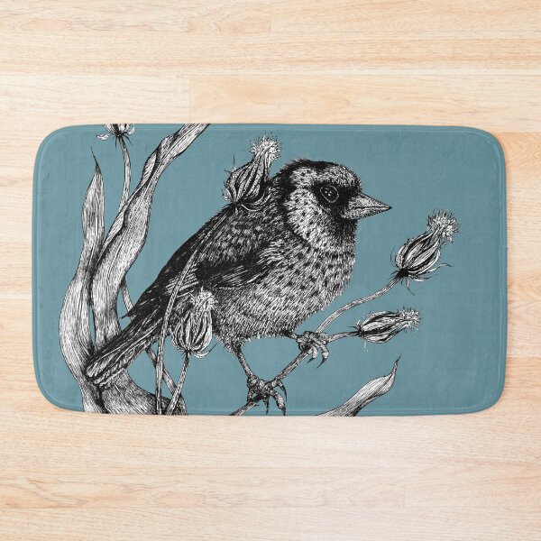 Item preview, Sweet little bird Dorothee with plant blue-gray designed and sold by Susanne Margarete Lutz.