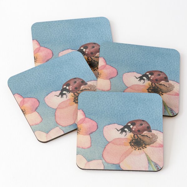Item preview, Ladybug on Anenome flowers, pink flowers ladybird, summer designed and sold by AngelaHart1.