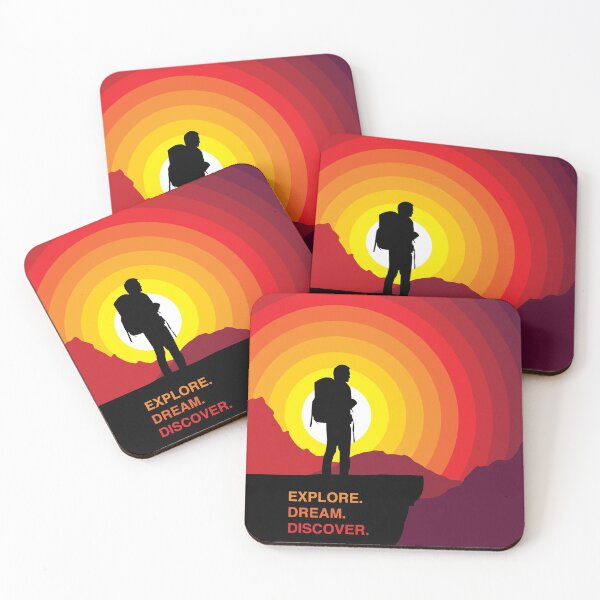 Item preview, Explore Dream Discover - Hiking Man Sunset Silhouette designed and sold by STUDIO-72.