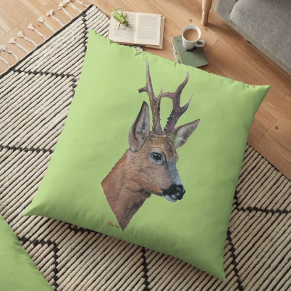 Tête de chevreuil par Sab Arts Coussin de sol
