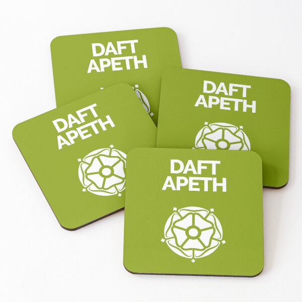 Yorkshire dialect Daft Apeth Coasters (Set of 4)