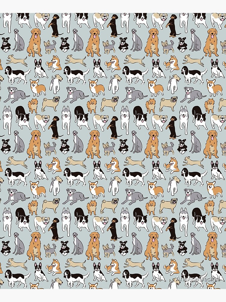 Happy Dogs Blue Grey by AnaAnaDesign