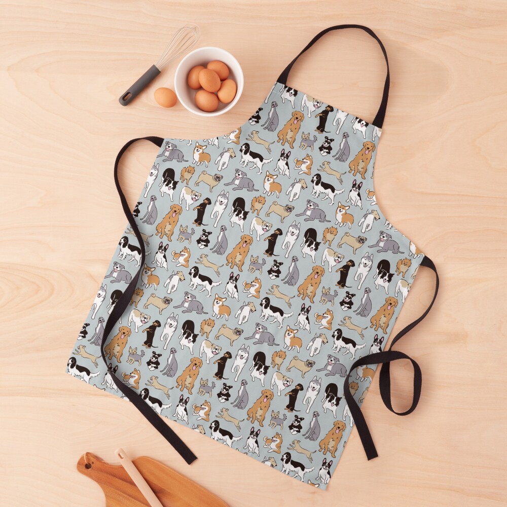 Happy Dogs Blue Grey Apron