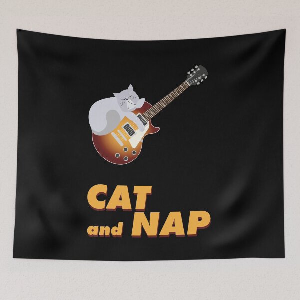 Item preview, Relaxed Cat on Rock Guitar | Persian | Catnap | Sunburst designed and sold by Fluffy-Vectors.